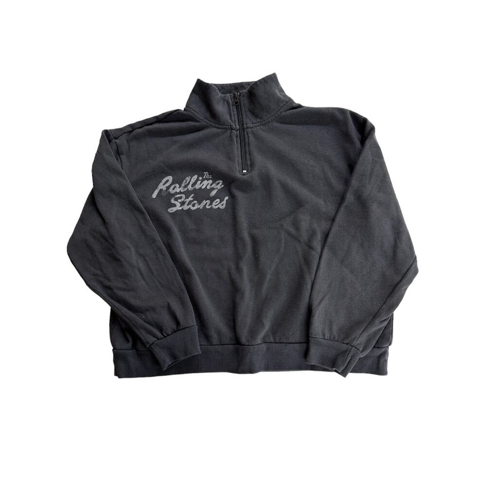 Medium Rolling Stones Womens Dark‎ Gray Pullover Sweatshirt Crop